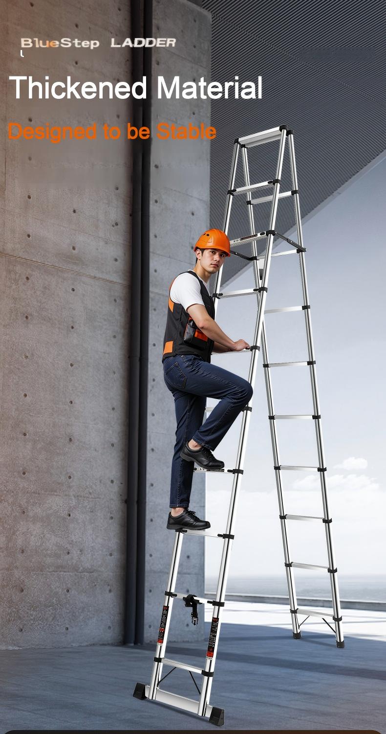 A-Framed Stainless Steel Telescopic Ladder