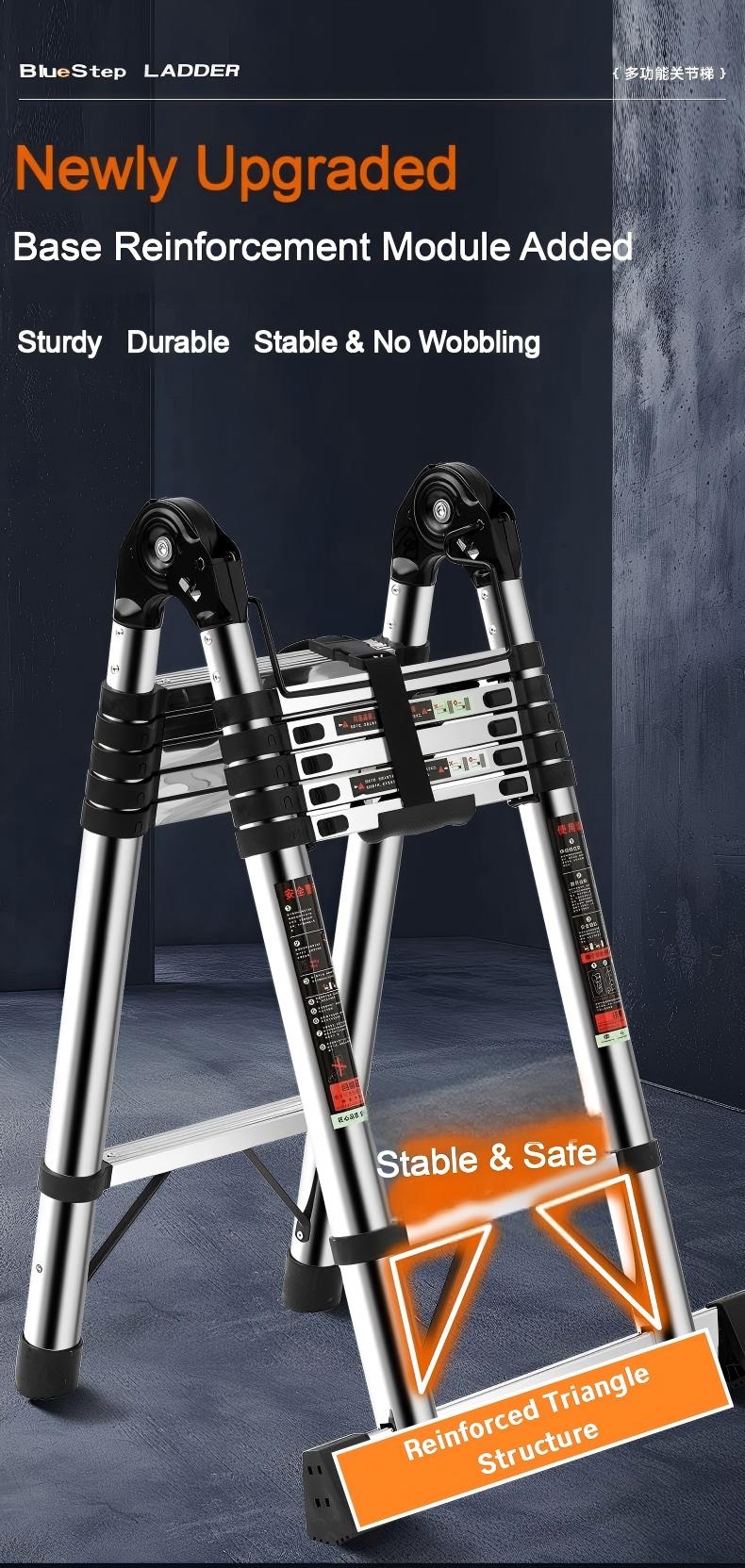 Multi-Purpose Stainless Steel Telescopic Ladder